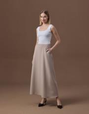 bej cepli kloş etek