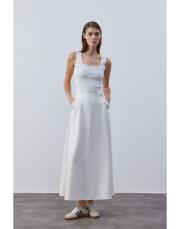 beyaz cepli kloş etek