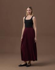 bordo double plisoley etek 2