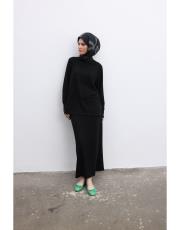 siyah triko kalem etekli takım