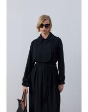 siyah mevsimlik krep trenç 4