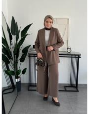 koyu vizon bol formlu blazer takım 7
