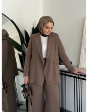 koyu vizon bol formlu blazer takım 8