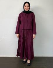bordo pamuklu kraşlı etekli takım