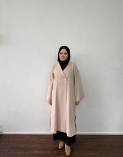 bej krep kruvaze uzun kap