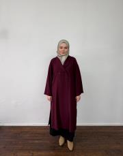 bordo krep kruvaze uzun kap