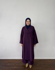 mürdüm krep kruvaze uzun kap