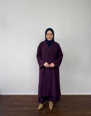 mürdüm krep kruvaze uzun kap 2