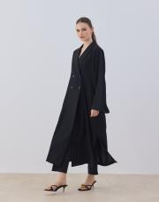 siyah krep kruvaze uzun kap