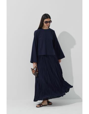 lacivert kraşlı etekli takım