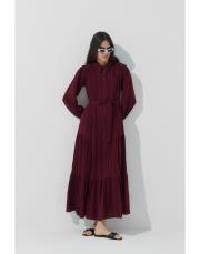 bordo müslin elbise 2