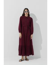 bordo müslin elbise 3