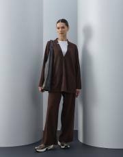 acı kahve triko v yaka bol formlu takım 2