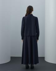 lacivert nakış detaylı etekli takım 3