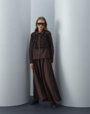 acı kahve nakış detaylı etekli takım