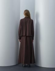 acı kahve nakış detaylı etekli takım 3