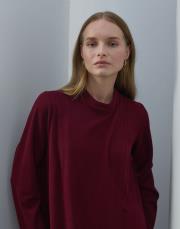 bordo triko kapaklı bol form takım 3