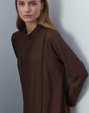 acı kahve triko kapaklı bol form takım 2