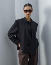 siyah poplin aller parçalı gömlek