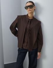 acı kahve poplin aller parçalı gömlek 3