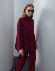 bordo triko fermuarlı bol takım