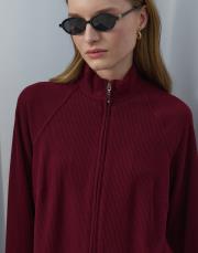 bordo triko fermuarlı bol takım 2