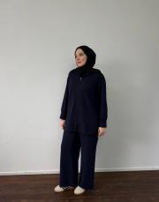 lacivert triko fermuarlı bol takım 2