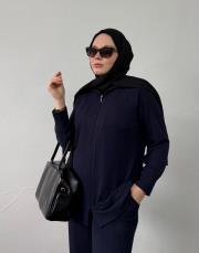 lacivert triko fermuarlı bol takım 3