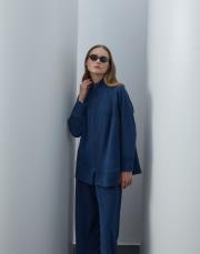 açık lacivert triko fermuarlı bol takım