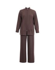 acı kahve triko fermuarlı bol takım