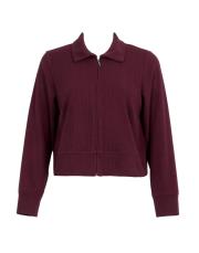 bordo triko fermuarlı kısa sweat