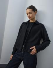 siyah triko fermuarlı kısa sweat