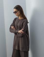 acı kahve modal nervür dikişli takım