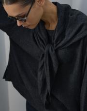 füme fular detaylı bluz