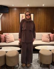 kahverengi örme bağcık detaylı takım 2