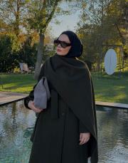 haki yün karışımlı uzun kaban 3