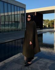 haki yün karışımlı uzun kaban 4