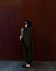 haki yün karışımlı uzun kaban 5