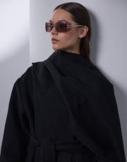 siyah yün karışımlı uzun kaban 2