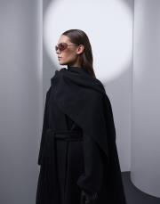 siyah yün karışımlı uzun kaban 3