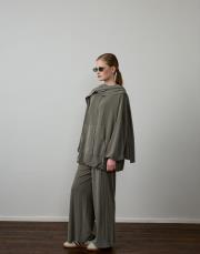 haki örme şal detaylı takım 3