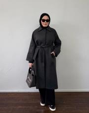 füme yün karışımlı kaban