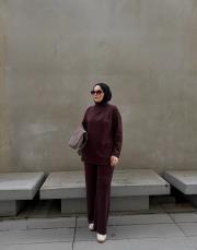 bordo modal omuz detaylı takım 7