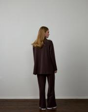 kahverengi modal omuz detaylı takım 3