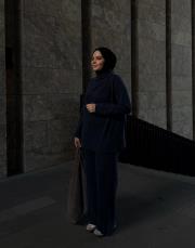 lacivert modal omuz detaylı takım 2