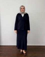 lacivert triko kimono etekli takım