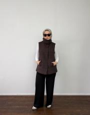 acı kahve kapitone yelek 6