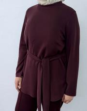 bordo modal kuşak detaylı takım 6