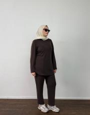 acı kahve modal kuşak detaylı takım 2