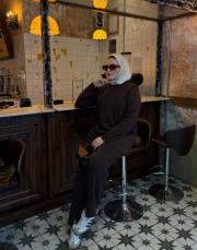 kahverengi modal aller omuz detaylı takım